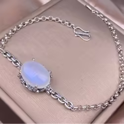 Oval cut Blue Moonstone Bracelet