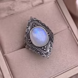 Personalized Blue Moonstone Ring