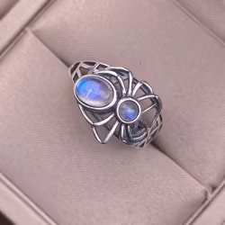 Spider Design Blue Moonstone Ring