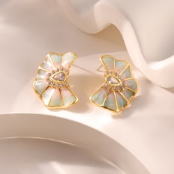 Colored stone umbrella-shaped earrings