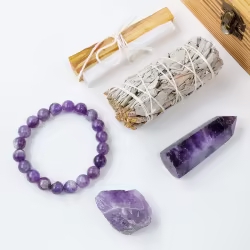 Natural Amethyst Wood Box Set