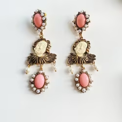 Pink Crystal Bell Drop Earrings