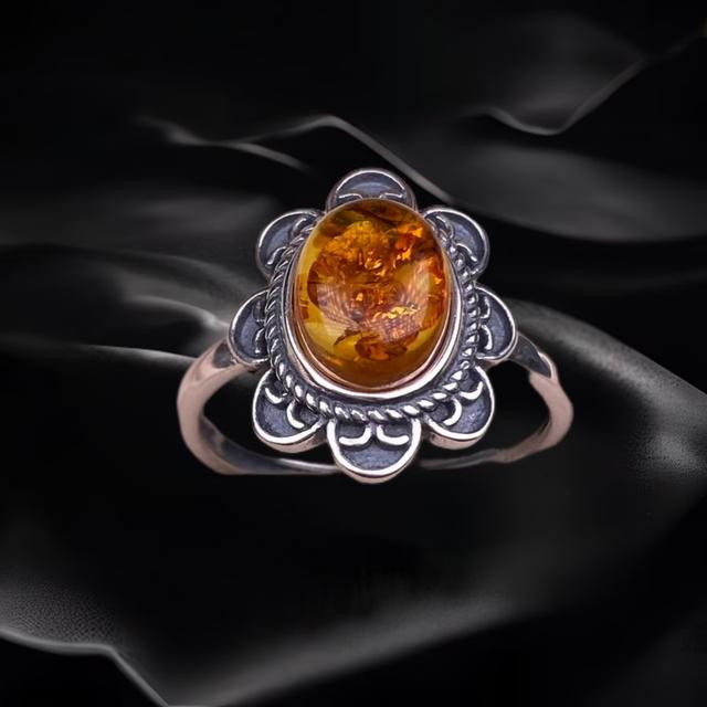 Flower Amber Ring