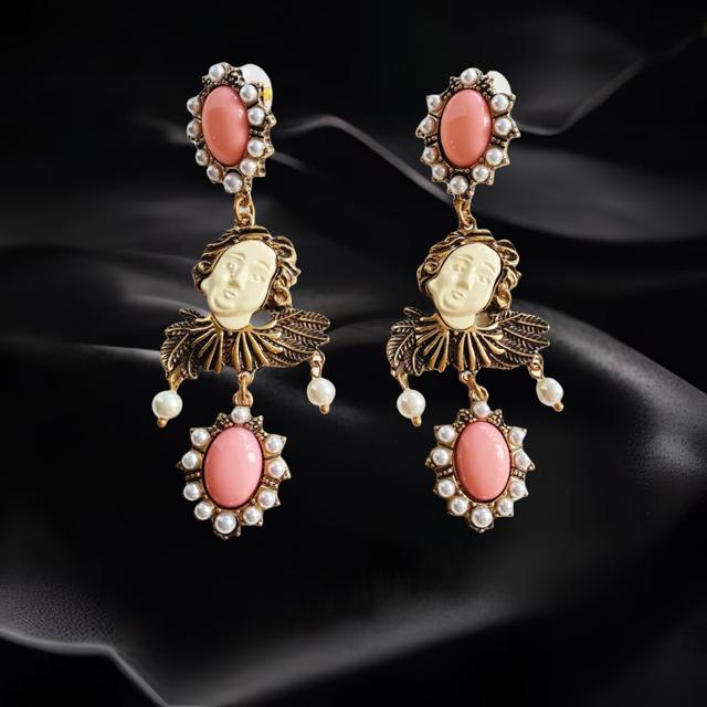 Pink Crystal Bell Drop Earrings