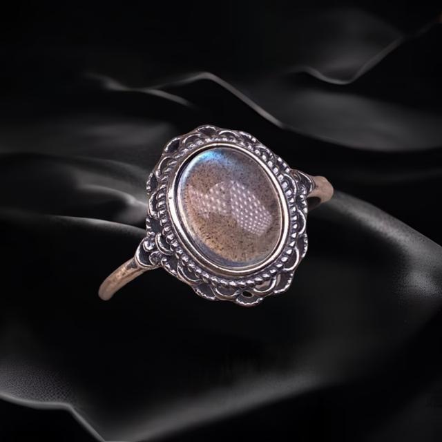 Hollowed out Grey Moonstone Ring