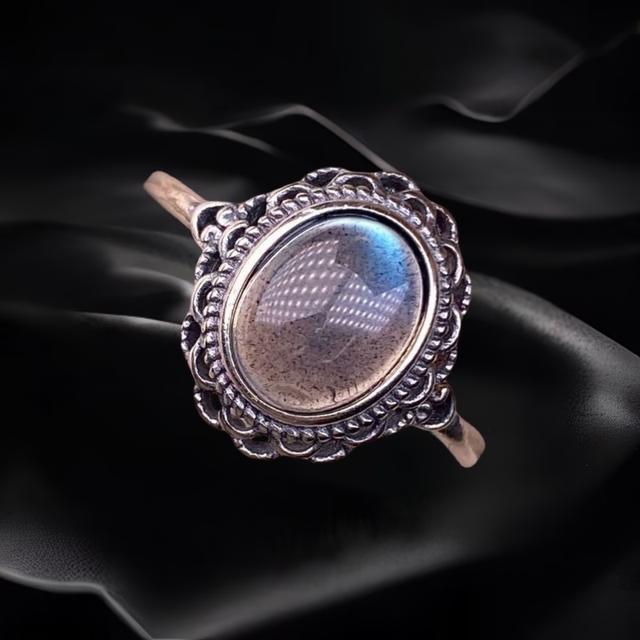 Hollowed out Grey Moonstone Ring