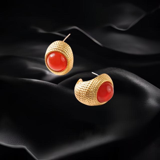 Red agate studs