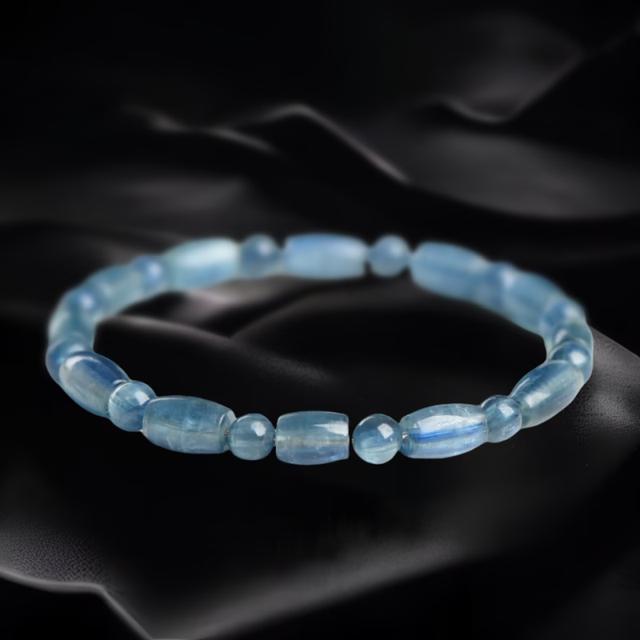 Bicolor Blue Quartz Barrel Bead Bracelet