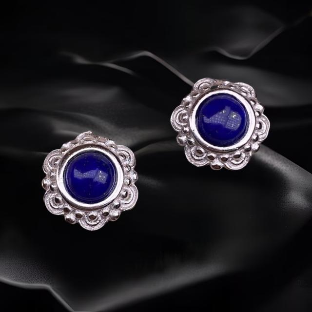 Round Bezel Lapis Lazuli Earrings