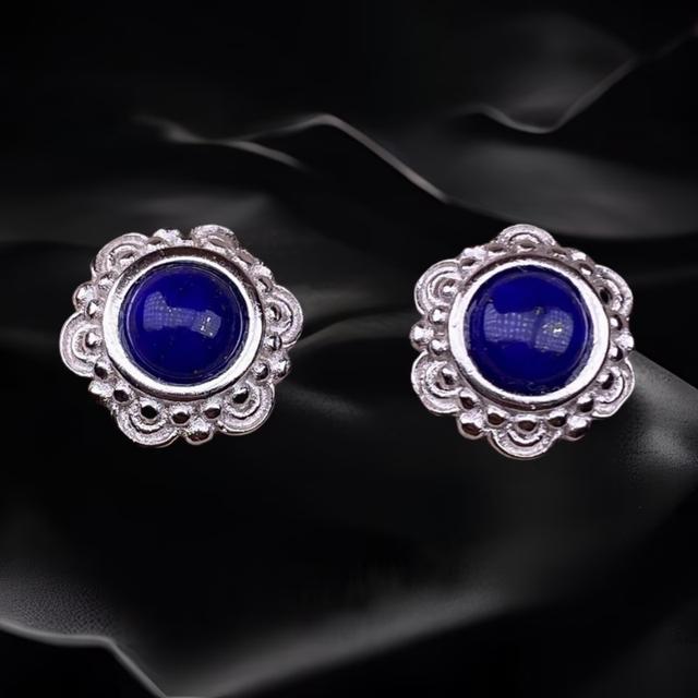 Round Bezel Lapis Lazuli Earrings