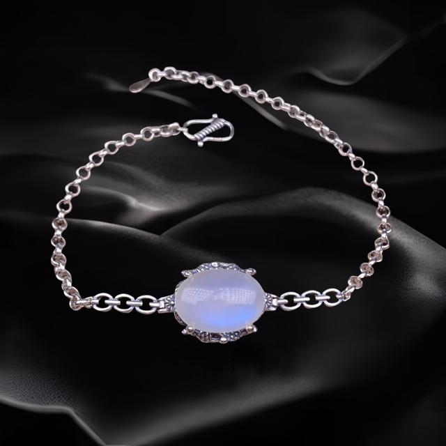 Oval cut Blue Moonstone Bracelet