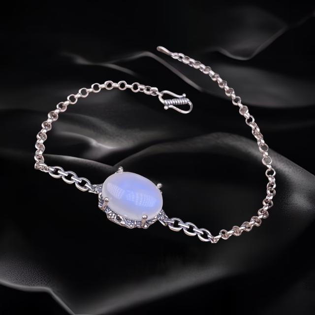 Oval cut Blue Moonstone Bracelet